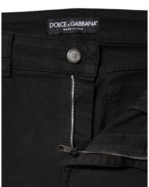 Dolce & Gabbana Black Cotton Mid Waist Denim Jeans for men