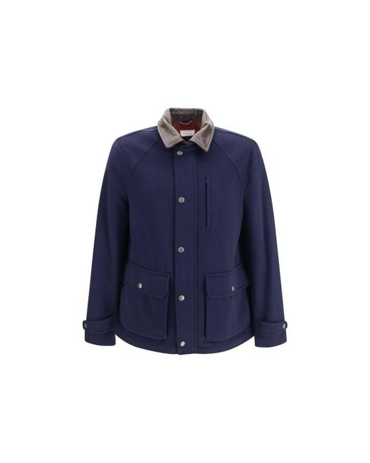 Brunello Cucinelli Blue Wool Oves Aries Full for men