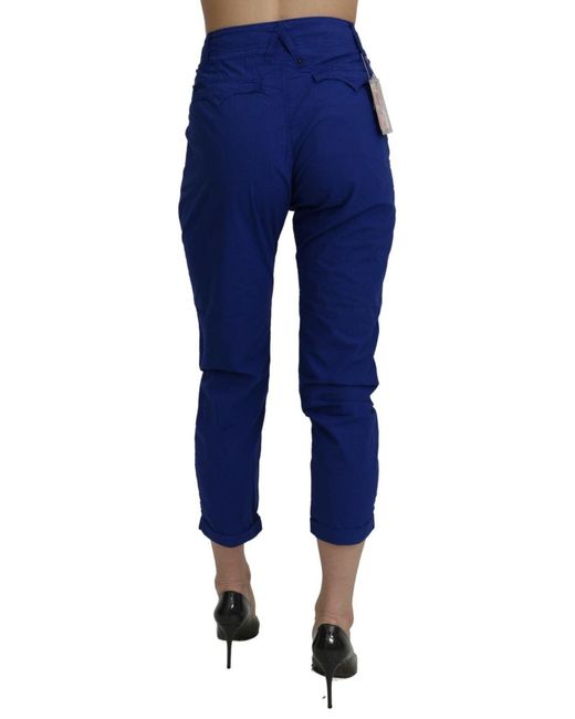 CYCLE Cotton Royal Blue High Waist Skinny Cropped Trouser Pants