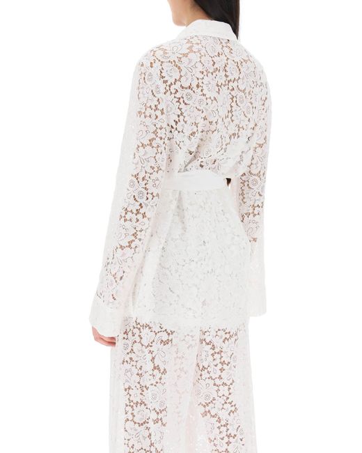 Dolce & Gabbana White Pajama Shirt In Cordonnet Lace