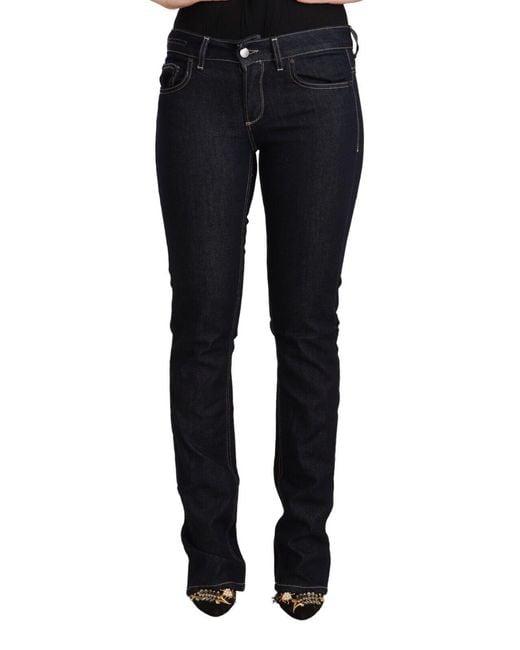 Gianfranco Ferré Blue Black Cotton Stretch Low Waist Skinny Denim Jeans
