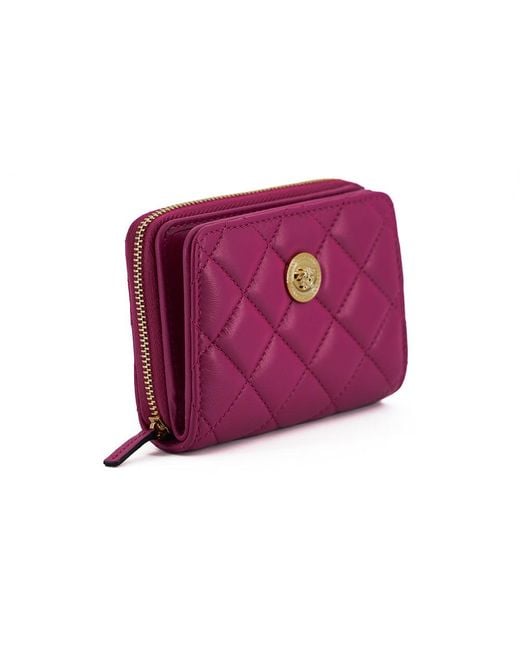 Versace Purple Elegant Quilted Leather Wallet
