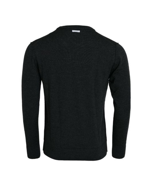 Dolce & Gabbana Black Dark Wool Crew Neck Pullover Sweater for men