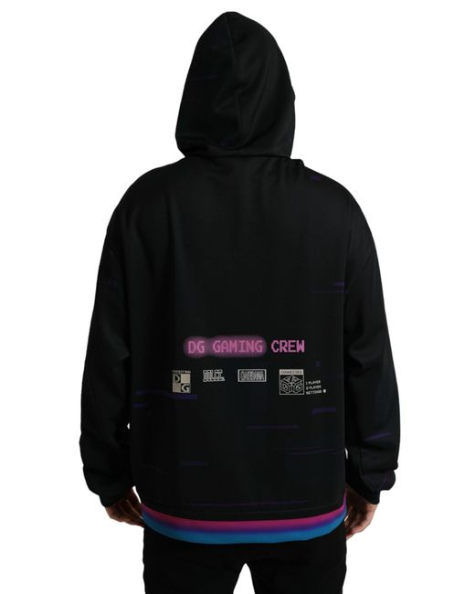 Dolce & Gabbana Black Logo Print Hooded Sweatshirt Sweater for men