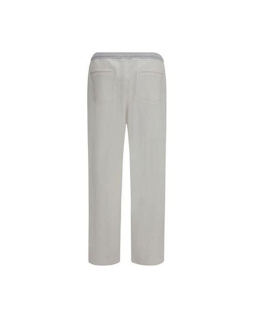 Brunello Cucinelli Gray White Cotton Casual Pants for men