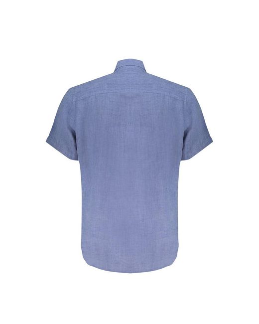 North Sails Blue Linen Shirt for men