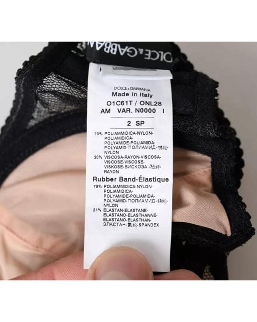 Dolce & Gabbana Black Floral Lace Nylon Balconcino Bra Underwear