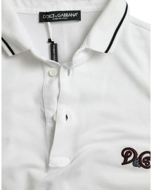 Dolce & Gabbana White Logo Collared Short Sleeves Polo T-Shirt for men