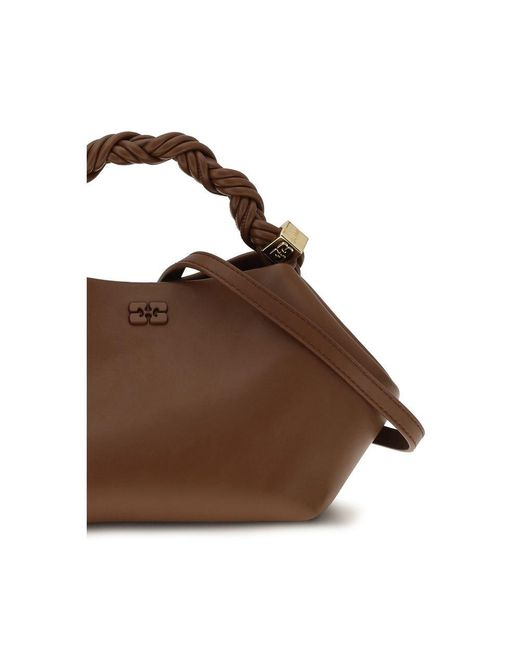 Ganni Brown Recycled Leather Shoulder Bag