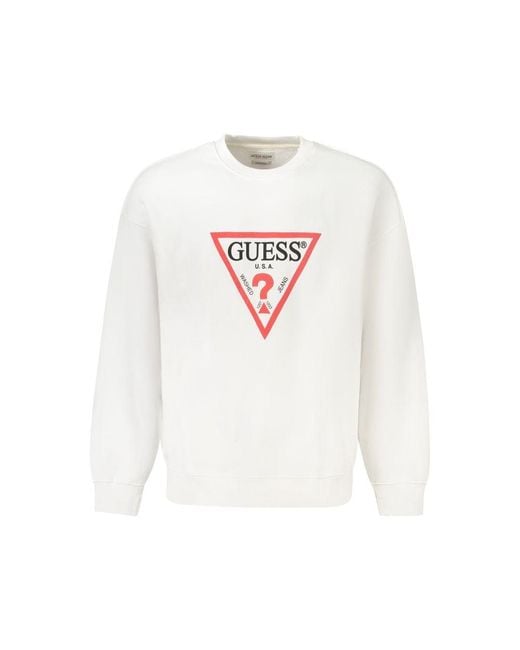 Guess White Cotton Sweater for men