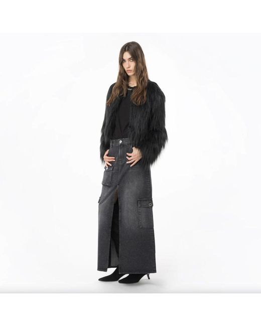 Pinko Gray Cotton Skirt