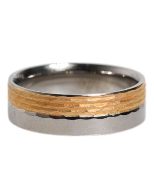 Dolce & Gabbana Gray Gold Silver Tone Real Brass Dg Logo Ring for men