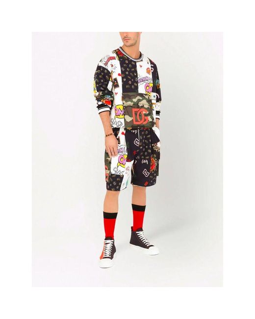 Dolce & Gabbana Multicolor Iconic Print Cotton Sweatshirt for men
