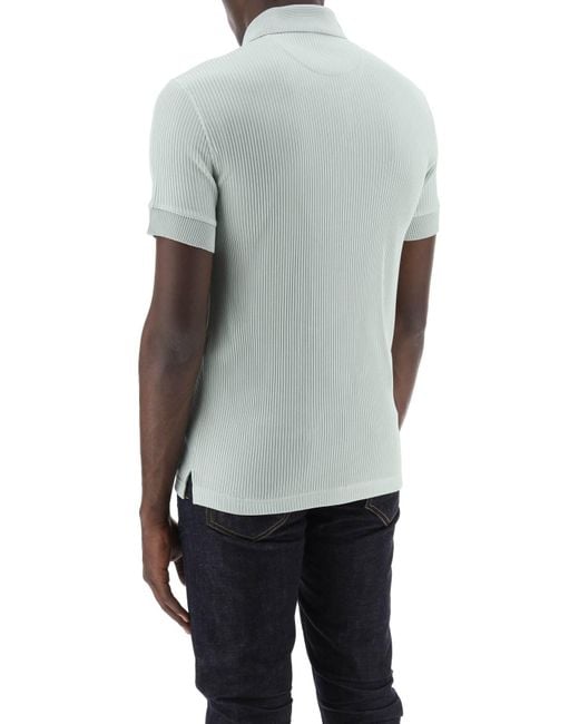 Tom Ford Green "Ribbed Knit Polo With Shiny for men