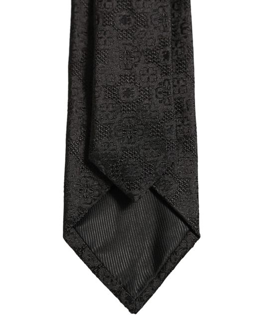 Dolce & Gabbana Men Black Silk Geometric Adjustable Tied Necktie Tie for men