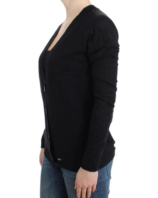 CoSTUME NATIONAL Black Gray Wool Alpaca Cardigan