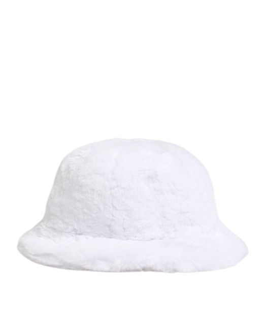 Dolce & Gabbana White Modacrylic Fur Bucket Men Capello Hat for men