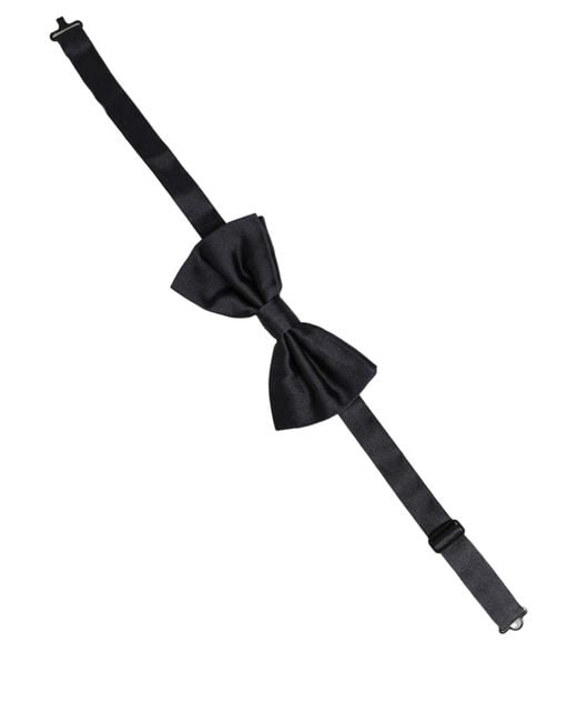 Dolce & Gabbana Men Black 100% Silk Adjustable Neck Papillon Bow Tie for men