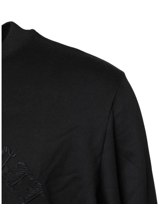 Dolce & Gabbana Black Embroidered Crew Neck Pullover Sweater for men