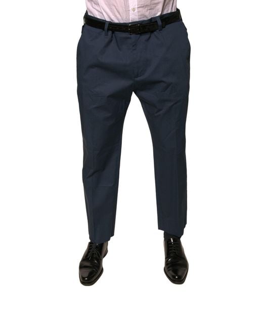 Dolce & Gabbana Blue Stretch Cotton Pants for men