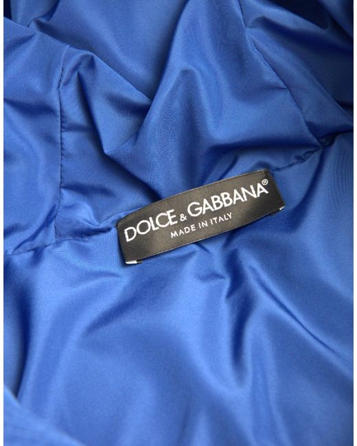 Dolce & Gabbana Blue Butterfly Hooded Puffer Jacket for men