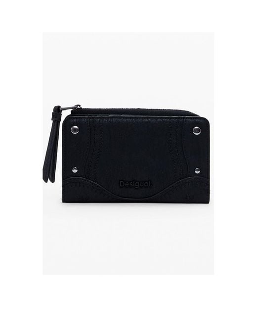 Desigual Black Studded Ziparound Wallet