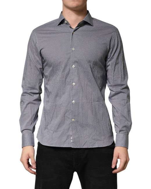 Domenico Tagliente Gray Patterned Long Sleeves Dress Shirt for men