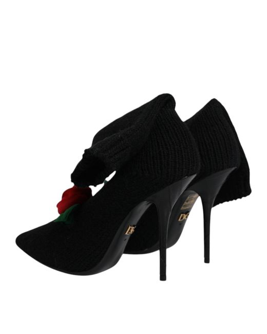 Dolce & Gabbana Black Stiletto Heels Mid Calf Boots Shoes