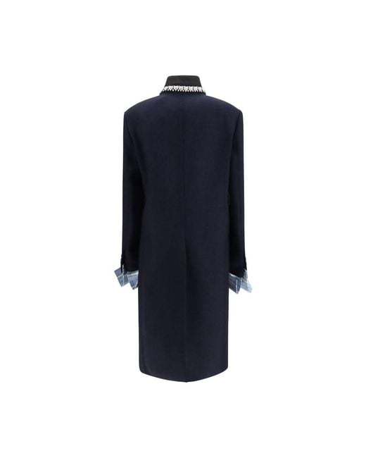 Prada Blue Wool Oves Aries Coat