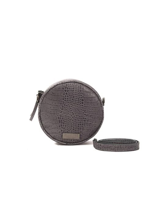 Pompei Donatella Gray Chic Croc-Embossed Crossbody