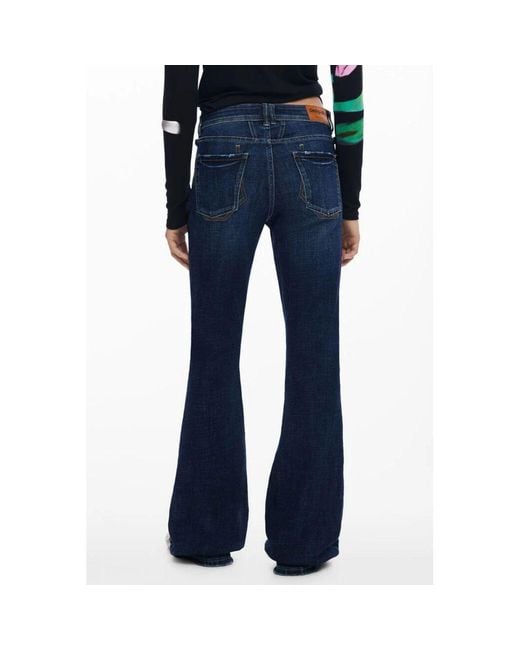 Desigual Blue Cotton Flared Jeans