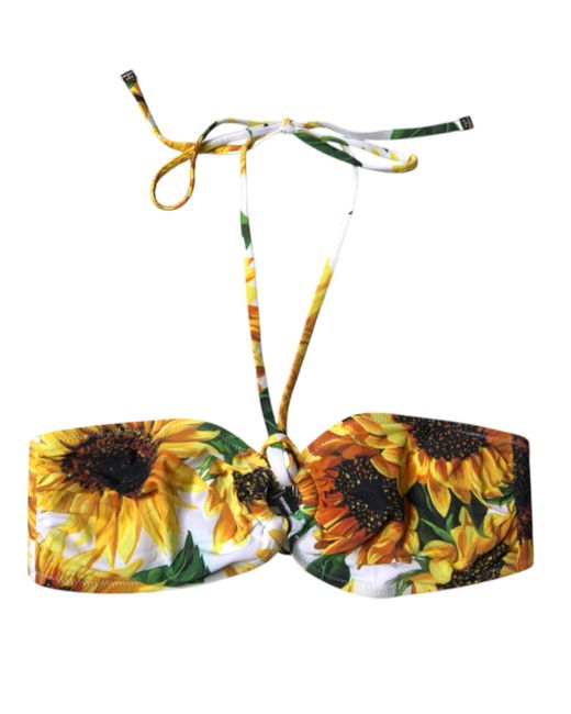 Dolce & Gabbana Metallic Floral Halter Beachwear Bikini Top Swimwear