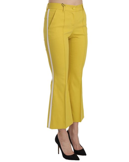 Dolce & Gabbana Yellow Dolce Gabbana Flared Bootcut Capri Cotton Pants