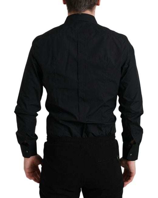 Dolce & Gabbana Black Cotton Formal Dress Shirt for men
