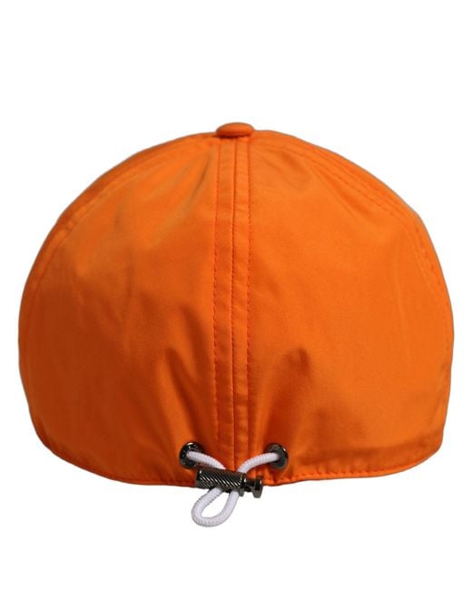 Dolce & Gabbana Red Men Orange Polyester Baseball Cap 6 Panels Hat for men