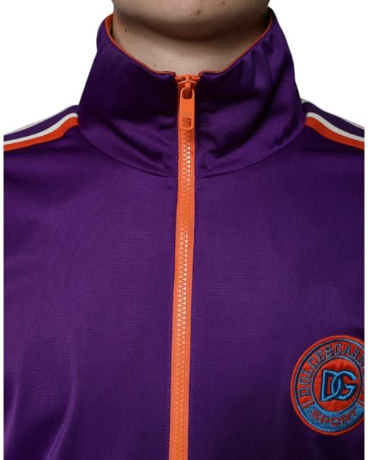 Dolce & Gabbana Purple Polyester Full Zip Long Sleeve Sweater for men