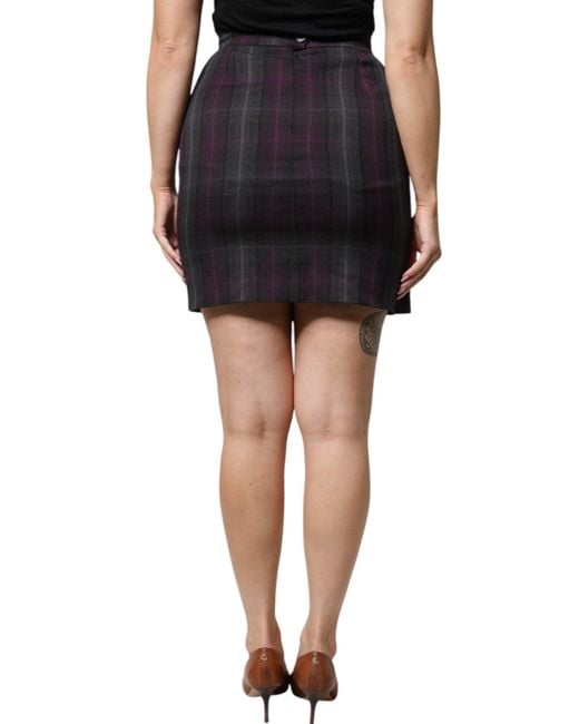 Bencivenga Black Multicolor Checkered Ruffle High Waist Mini Skirt