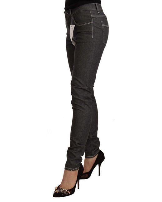 Acht Black Low Waist Skinny Denim Slim Fit Jeans Cotton