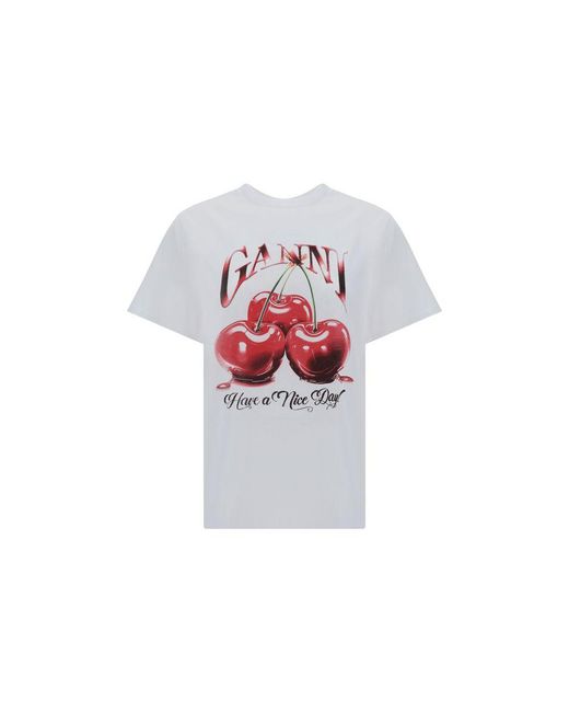 Ganni White Cherry Relaxed T