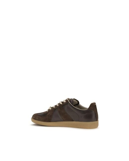Maison Margiela Brown Calf Leather Bos Taurus Low Top Sneakers for men