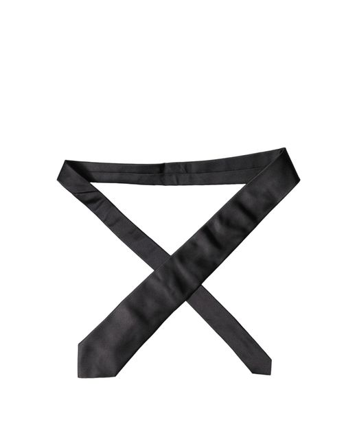 Dolce & Gabbana Black Logo Embroidery Silk Adjustable Necktie Tie for men