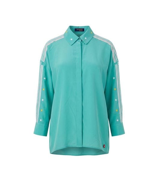 Trussardi Blue Green Polyester Shirt