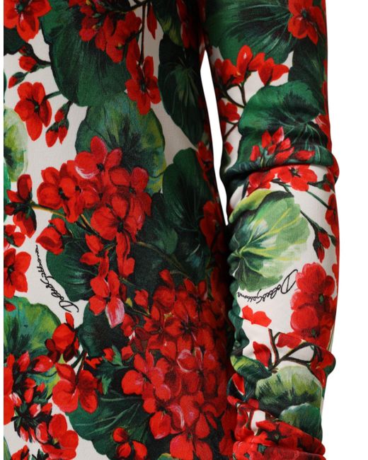 Dolce & Gabbana Red Multicolor Floral Short Portofino Dress