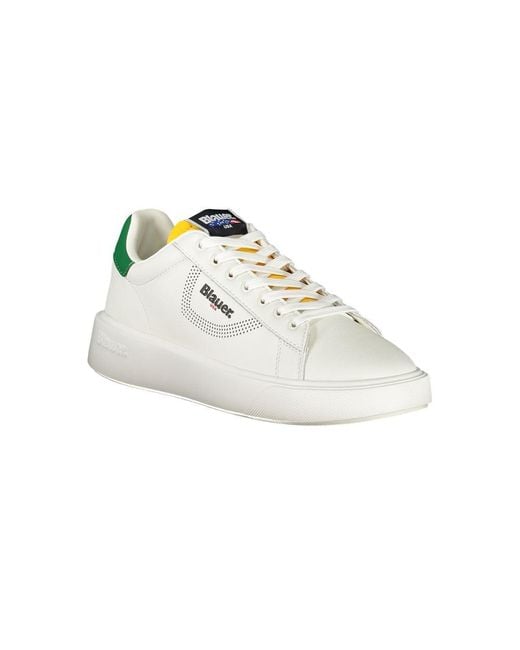 Blauer White Leather Sneaker for men
