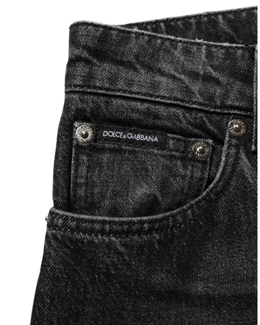Dolce & Gabbana Black Cotton Stretch Straight Denim Jeans