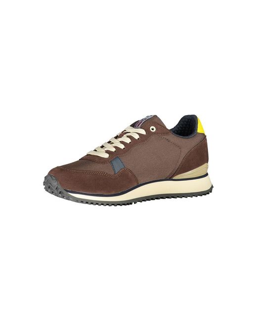 Napapijri Brown Chic Lace-Up Sneakers With Contrast Detail for men