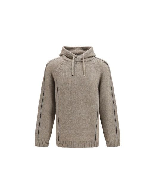 Giorgio Armani Gray Beige Alpaca Vicugna Pacos Hoodie for men