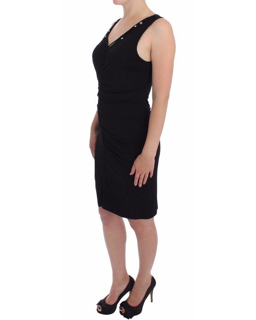 Rocco Barocco Black Stretch Wiggle Pencil Sheath Bodycon Dress