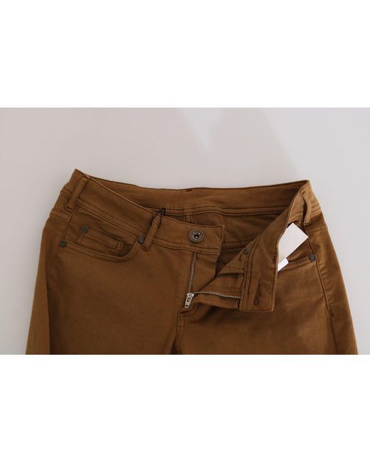 Plein Sud Black Brown Cotton Mid Waist Skinny Slim Fit Denim Jeans
