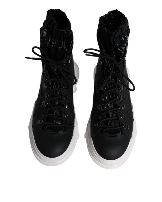 Dolce & Gabbana Black Nylon Galileo High Top Sneakers Shoes for men